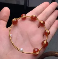 14K Gold Wrap Draht Handgemachtes rotes Achat-Armband für Frauen-Geschenk-Tennis