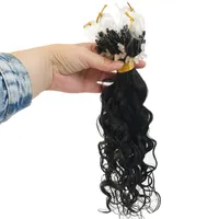Human Hair Bulks Fashion Wavy Micro Ring Extensions 100 Strands 1g s Brazilian Remy Hairs Natural Color