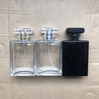 携帯用100mlガラススプレーの香水瓶、金の銀の黒いノズルの空の化粧品のにおいの香りの容器のための瓶