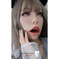 Feestmaskers realistische gezichtscrossdress siliconen vrouwelijke volledige / half hoofd Kigurumi cosplay DMS transgender sex masker drag queen