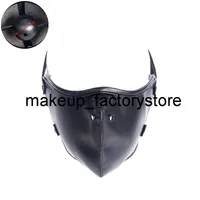 Masaje Sexo Toys Black PU Leather Head Bdsm Bondage Mask Mask Gag Fola erótica Juguesa para adultos Cosplay ajustable para parejas
