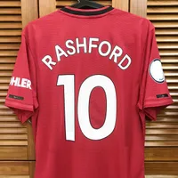 19/20 m_u jogo desgastado jogador edição casa camisa jersey mangas curtas Pogba Rashford Futebol Futebol Patches Patrocinador