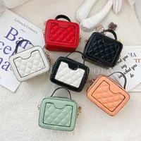 Little Girl Fashion Bags Cute PU Square Geometric Handbag Shoulder Messenger Travel Exquisite Outdoor Princess