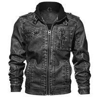 Высококачественные мужские кожаные куртки мужские мотоцикл куртка стойки воротник молния карманы PU COATS Biker Faux мода верхняя одежда M-8XL 211111