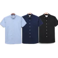 Мужские футболки повседневные рубашки с коротким рукавом вышивка плюс размер мужчины классические бизнес-кнопки отворота Slim Fit высокая качественная рубашка мужская сплошная цветная рубашка стильная простота
