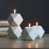 4 Colors Ceramics Candle Holder Molds Multilateral Geometric Ceramic Candlestick Home Crafts Decorations Candles Rack Mold SN2613