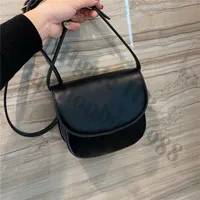 Fashion Women Brand Half Moon Leather Shoulder Bags Famous Young Cute Girls Ladies Small Square Shape Burgundy Black White Yellow One Side Handbags Crossbody