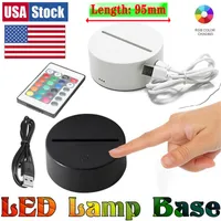 USA lager RGB LED-lampor 3D-touch switch lampbas för illusion 4mm akryl ljuspanel 2a batteri eller DC5V USB-driven