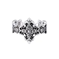 Großhandel Thai Silber Mode Flame Crusader Blume Männer und Frauen Open Persönlichkeit Punk Stil Kreuz Sterling 925 Ring Chrome