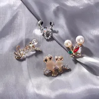 Vintage Broszka Sowa Kwiat Skorpion Miłość Rhinestone Kryształ Pearl Broszki Dla Kobiet Modne Eleganckie Pinki Party Wedding Jewelry