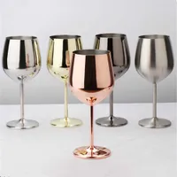 6pcs Red Wine Glass Glass Rose Gold Calici Succo Drink Bere Glass Party Barware Shatterproof in acciaio inox Glass da cocktail 4/2 / 1PCS X0703