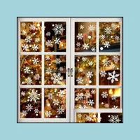 Décor GardenWhite 36 sztuk / partia Snowflake Naklejki ścienne Szkło Naklejki Dekoracje świąteczne Dekoracje dla domu Prezent Navidad Le6W Drop
