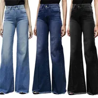 Модный бренд эластичной джинской кнопки промытые джинсовые брюки Femme Pocket брюк для брюки вырезать прямую линию Flare Muje 2111118