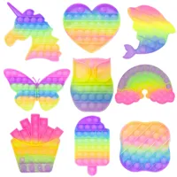 США Стоковые, что мысль Rainbow Push Bubble Fidget игрушки блестящие сенсорные аутизм специальные нужды подчеркивание рельефная игрушка беспокойства для детей день рождения подарки