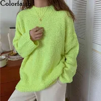 Colorfaith Neue Herbst Winter Frauen Pullover Strick Übergroße Unkraut Neuheiten Warme Weibliche Koreanische Stil Pullover Tops SW1876 210413