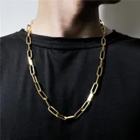 Correntes Fashion Paperclip Link Chain Colar feminino 316L Color de ouro aço inoxidável Longo para homens Presente de joias de homens