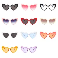 패션 여성 고양이 눈 심장 모양 변형 선글라스 11 색 단색 프레임 큰 눈 레이디 안경 도매