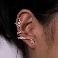 Artilady 2pcs clip sur les boucles d'oreilles poignets d'oreilles pour femmes doré couleur serpent came catastrouette charme boucle d'oreille