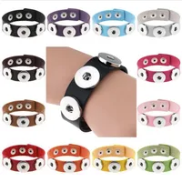 Snap Button Bracelet & Bangles 14 color PU leather Bracelets For Women Jewelry a09