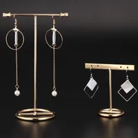 Saklama Kutuları Bineler Metal Küpe Ekran Standı Bayanlar Masaüstü Takı Raf Altın T-ring İzle Kolye