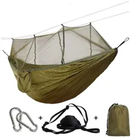 Ultralight Travel Hammock ze zintegrowaną moskitierą Trwałe przenośne Hamak Wiszące krzesło Rede Oddychające Hang Bed Sh190924