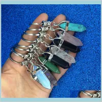 Chakra Hexágono Prisma Natural Stone Keychain Chaveiro Handbag Hangs Fashion Jewelry Presente Drop Ship 340041 RADMQ Chaveiros XJLUP