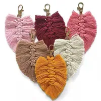 Kundenspezifische Außenhandel Handgewebt Peach Heart Geflochtene Seil Keychain Quaste Kreative Geschenkbeutel Anhänger Multi-Color Optional
