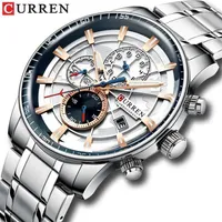Mens Watches CURREN Fashion Stainless Steel Top Brand Luxury Casual Chronograph Quartz Wristwatch for Male 220124