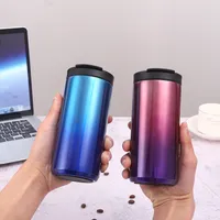 2021 Création gradient couleur tasse à café 304 en acier inoxydable de la gobelet à double couche