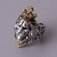 Vintage Cross Crown Open Ring Hip Hop Style Women Men Lion Head Rings Fashion Jewelry Accessories