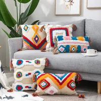 Kudde / dekorativ kudde dekorativa boho fall tofsar macrame kasta täcker heminredning marocko lyx kudde om säng soffa soffa