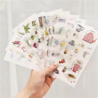 Gift Wrap 6 Sheets pack Cartoon Cat Washi Paper Sticker Kawaii Journal Stickers Scrapbooking Daily Planner Stationery Supplies
