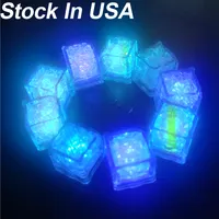(Voorraad in de VS) Waterdichte LED Ice Cube 7 Kleur Knipperende Gloed in de donkere nachtverlichting voor Cafe Bar Club Drinkfeest Wijn Wedding