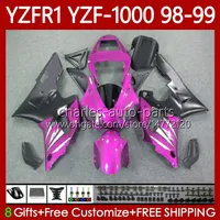 Bodywork Kit für Yamaha YZF-1000 YZF-R1 YZF1000 YZFR1 98 99 00 01 Körper 82Nr1.143 YZF R1 1000cc 1998-2001 YZF 1000 CC R 1 Pink Black 1998 1999 2000 2001 Motorradverkleidung