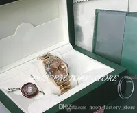Factory Men Watch 2813 Automatische Beweging Klassieke 36mm Geel Gouden Champagne Diamond Dial 118238 Horloge met originele doos Duikhorloges