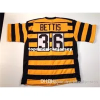 Дешевые ретро обычай сшитые сшитые # 36 jerome bettis bumblebee mitchell Ness Jersey Top S-5XL, 6xL мужские футболки для футбола регби