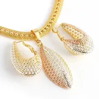 أقراط قلادة جودة عالية 24 كيلو الذهب دبي مجوهرات مجوهرات للمرأة الأفريقية حلق الزفاف هدية