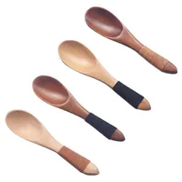 Spoons 4pcs Wooden With Tied Line On Handle Creative Milk Powder Spoon Home Tableware