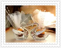Geschenkpapier ! Großhändler! 10pcs / lot, elegante Organza Acryl Swan Candy Box Hochzeit Gunst Inhaber Party Dekoration!