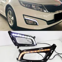 1 PAIR LED carro circular luz para kia optima k5 2013 2014 2015 12V drl nevoeiro lâmpada amarela sinal