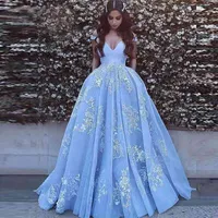 Elegant Off the Shoulder Ball Gown Satin Prom Dresses 2021 robe de soiree Lace Appliques Evening Quinceanera s