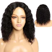 합성 가발 20 18 16 인치 깊이의 곱슬 짧은 짧은 짧은 짧은 흑인 흑인 여성을위한 중간 글루없는 천연 색 머리 긴 가발
