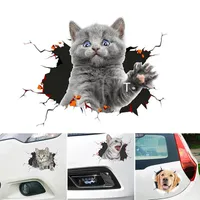 Muurstickers Crack Car Sticker Creatieve Kat / Honden 3D Zelfklevend voor Window Waterproof HR