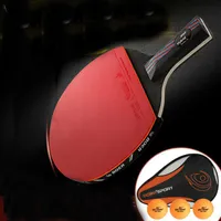Professional 9.8 Imitation Carbon Nanoscale Table Tennis Bat Racket Long Short Handle Pong Paddle With Ball And Carry Bag Raquets