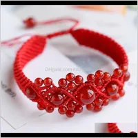 Bangle Jewelry Natural Gems Charm For Women Handmade Braiding Adjustable Red Thread Bracelets Waistbands Jewelry Pulseiras Drop Delivery 2021