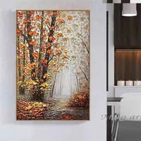 Último cuchillo de paisaje grueso pintura al óleo pared lienzo birch árbol arte imagen ilustraciones modernas para la decoración de la sala de estar 210827
