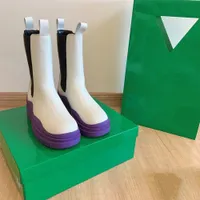 2021 TOP Women White leather boots Trend Violet Sole Fashion Luxury Tire Leathaer Booties Platform Chunky Shoes Lady Knight High-boot Designer size 35-40