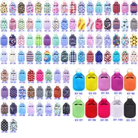 Party Supplies 91 Design Reusable Neoprene Hand Sanitizer Holder Cover Pouch Chapstick Holders With Keychain For Clear 30ML Travel Size Bottle Flip Cap Bottles