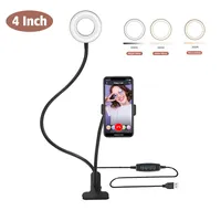 Langarm Selfie Universalhalter 48LEDS LED Ring Fülllicht USB Powered Camera Handy Clip Stand Live Bach