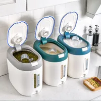 Lagerflaschen Gläser luftdicht Reisspender 10L Lebensmittelbehälter Automatische Flip-Cover-Eimer für Getreide-Getreide-Mehl-Haustier-Arbeitsplatte